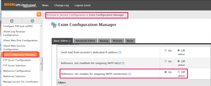stop email service cpanel whm