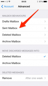 where to find sent mail in outlook app on ipad